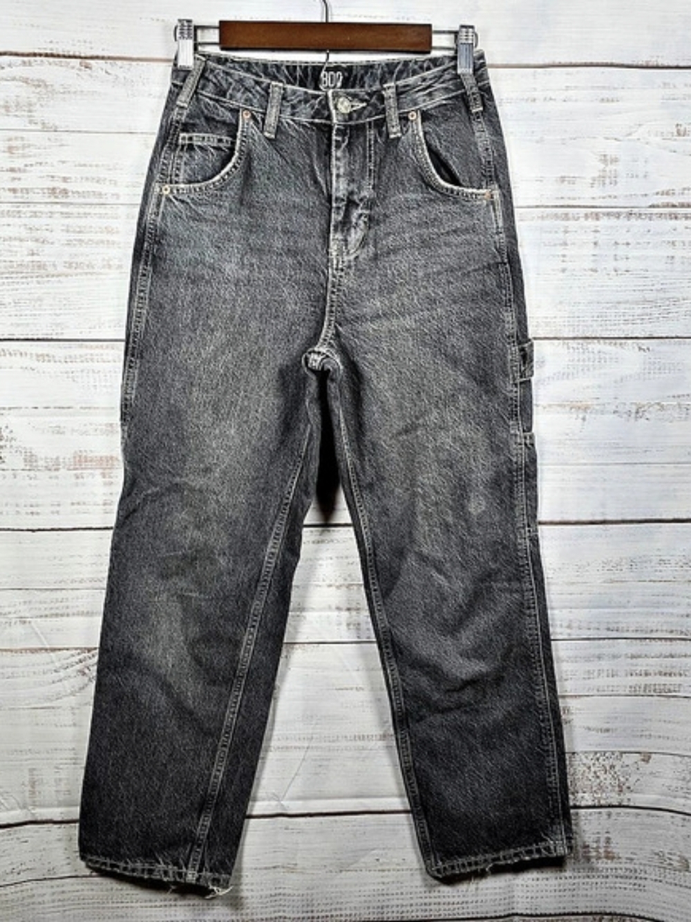 BDG Urban Outfitters Albie Black Washed Carpenter Baggy Jeans W24